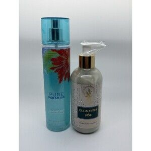 Bath & Body Works PURE PARADISE DIAMOND SHIMNER MIST 8oz, EUCALYPTUS PINE LOTION